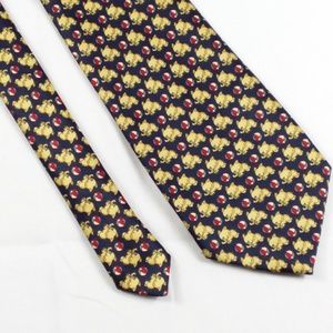 Sette & Bello Handmade Mens Silk Necktie Yellow Animal Elephants and Beach Balls